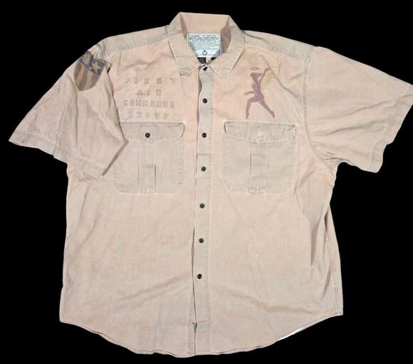 Avirex Other - Vintage Avirex Shirt First Air Commando Group Military WW2 Angel 2XL Tan Lined